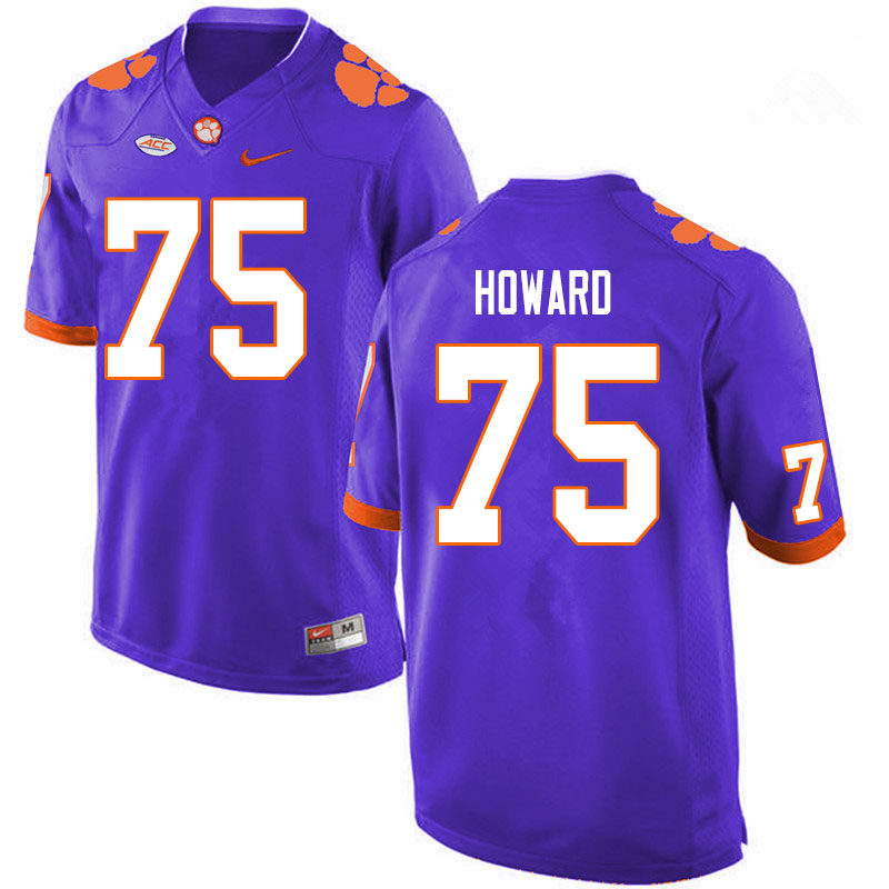 Men #75 Trent Howard Clemson Tigers College Football Jerseys Sale-Purple